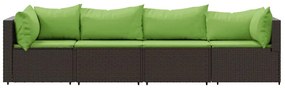 4 részes barna polyrattan kerti ülőgarnitúra párnákkal