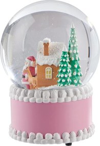 X-MAS zenélő hógömb 12cm , rózsaszín