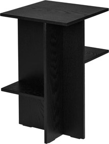 Fekete éjjeliszekrény tölgyfa dekorral Atik – noo.ma