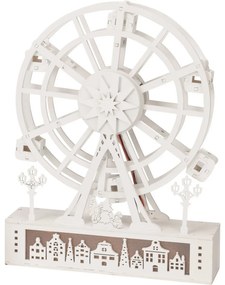 Karácsonyi világító forgókerék Városka, 26,5 x 5,5x 20 cm, 4x LED, fa