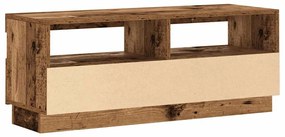 antik fa színű szerelt fa TV-szekrény LED-ekkel 100x35x40 cm