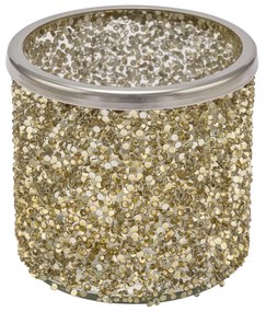 Üveg mécsestartó gyertyatartó arany glitteres 11x10 cm