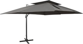 vidaXL antracit színű konzolos kerti napernyő dupla tetejjel 400 x 300 cm