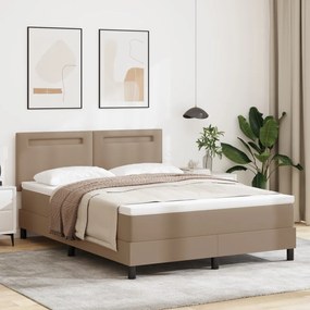 Boxspring ágy matraccal - Cappuccino, 140x190 cm, műbőr