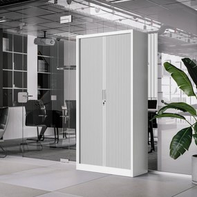 Fém szekrény harmonika ajtókkal DAMIAN, 900 x 1850 x 450 mm, fehér-szürke