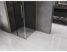 Mexen Velar, tolóajtós zuhanykabin 120 x 120 cm, 8mm szürke üveg, arany matt, 871-120-120-41-55