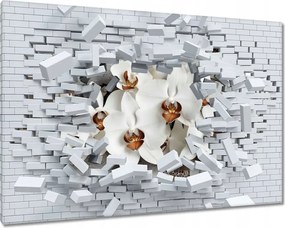Vászonkép 60x40 Fehér orchideák és mozaik