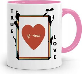 Rózsaszín Bögre Valentin Napra True Love For You fényképes nyomtatással