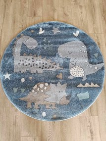Kék szőnyeg,gyerek dinoszaurusz mintás kerek 120cm