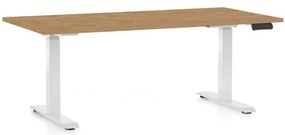 OfficeTech C állítható magasságú asztal, 160 x 80 cm, fehér alap, köves tölgy