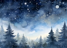 Poszter 18x13cm Rejtélyes erdő alkonyatkor