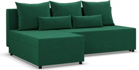 Nobu sarokkanapé, bársony, univerzális oldal, zöld