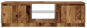 antik fa színű szerelt fa TV-szekrény LED-ekkel 120x30x36 cm