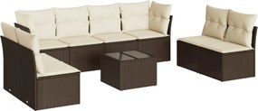 vidaXL 9 részes barna polyrattan kerti ülőgarnitúra párnákkal