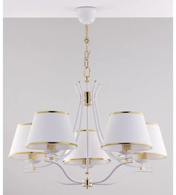 Jupiter 2084 - láncos csillár SAMBA 5xE27/15W/230V fehér/arany