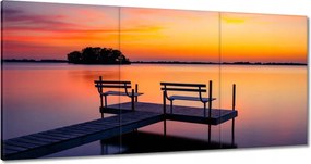 Vászonkép 180x90 Naplemente tó