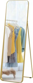HOMCOM Teljes Testsík Tükör 160 x 50 cm Fokozatos Álló Tükör Fém Kerettel és Törésbiztos Üveggel, Padlótükör Állónak, Dőlésen, Nappaliba, Hálószobába,