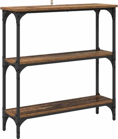 vidaXL Konzolasztal polcokkal Öreg fa 75 x 22,5 x 75 cm Faanyag