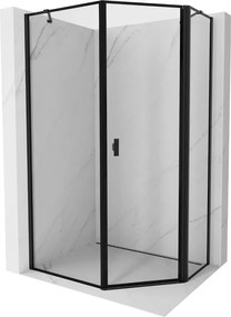 Mexen Mist ötszögletű aszimmetrikus jobboldali nyíló zuhanykabin 80 x 100 cm, fekete keret, fekete - 8A8-080-100-70-70-P