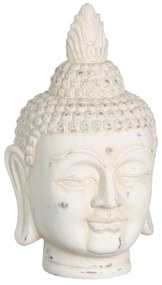 Dekoratív Buddha fej antikolt fehér 41 cm
