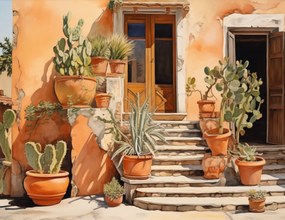 Poszter 65x50cm Napsütötte Kaktuszsarok