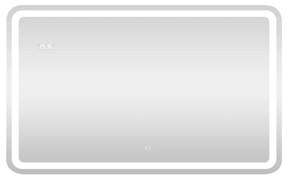 Viva AURA fürdőszoba tükör - érintőkapcsolós - páramenetesítős - órával - LED - FEKVŐ - 100 x 70 cm