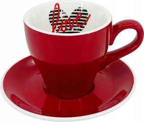Milano latte bögre tányérral szív, 220 ml, piros