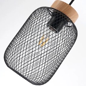 Brilagi - Zsinóros csillár BASKLITE 3xE27/15W/230V kaucsukfa/fekete