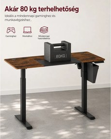 SONGMICS elektromos magasságállítható íróasztal, 140 × 60 cm, vintage barna-fekete