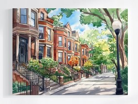 Poszter VĂĄros Utca HĂĄzak Brownstone Amerika Usa 100x75