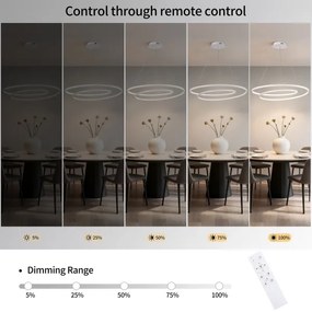 Brilagi-LED Fényerőszabályozható kábeles csillár TWISTER LED/105W/230V, átmérő 100 cm, fehér + távirányítóval