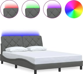 vidaXL sötétszürke szövet ágykeret LED-ekkel matrac nélkül 140 x 190cm