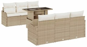 vidaXL Kerti Kanapé Szett párnával 7 pcs Bézs Poli rattan