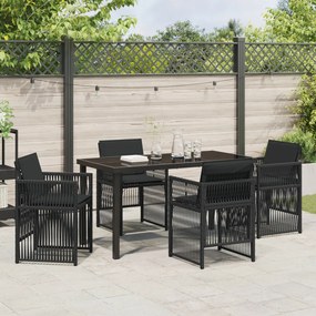 5 Darabos Kert Étlkező Szett Párnákkal Fekete Poly Rattan