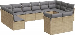 vidaXL 12 részes bézs polyrattan kerti ülőgarnitúra párnákkal