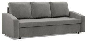 Zeus kanapéágy, bársony, bonell töltet, döntött kartámasz, világosszürke