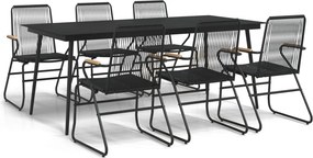 vidaXL 7 részes fekete PVC rattan kerti étkezőgarnitúra