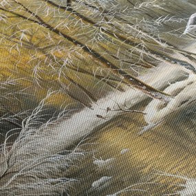 Kép - házikó az erdőben, olajfestmény (órával) (90x30 cm)