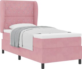vidaXL Boxrugós ágy matracmal Rózsaszín 200 x 90 cm Poliészter