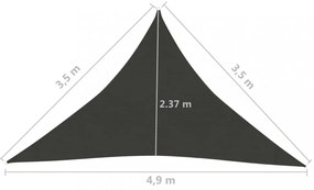 antracitszürke HDPE napvitorla 160 g/m² 3,5 x 3,5 x 4,9 m