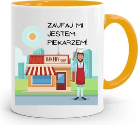 Sárga Bögre Péknek Bízz Bennem! Ajándék fényképes nyomattal