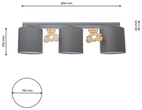 Gyerek mennyezeti lámpa BEAR 3xE27/60W/230V