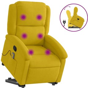 vidaXL sárga bársony felállást segítő dönthető masszázsfotel