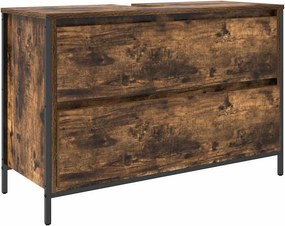 vidaXL füstös tölgy fürdőszobai mosdószekrény fiókokkal 90x34,5x60 cm