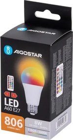 LED A60 gömbizzó - E27 - 8W - RGB+3000K - 806lm