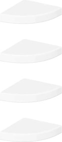 vidaXL 4 db magasfényű fehér MDF lebegő sarokpolc 25 x 25 x 3,8 cm