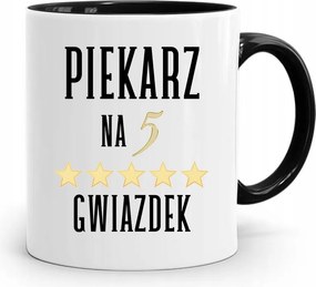 Fekete Bögre Ajándék Péknek 5 Csillagos, fényképes nyomattal