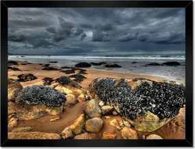 Poszterek keretben 40x30 Kő tengerpart Tenger Sötét viharfelhők