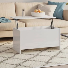 Magasfényű fehér szerelt fa dohányzóasztal 102 x 55,5 x 52,5 cm