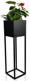 Fekete magas minimalista fém ültetőtartó 22X22X80 cm